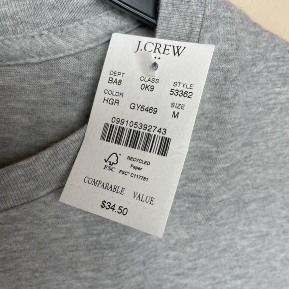J.CREW Tee Men Medium Cotton Washed Jersey T-Shirt NEW Gray Classic Fit 53362 - Picture 14 of 15